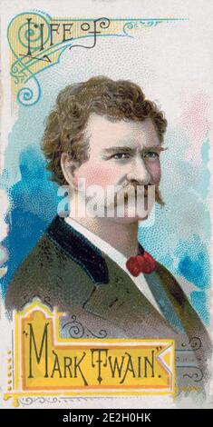 Vintagel ritratto di Mark Twayn Samuel Langhorne Clemens (1835 – 1910), conosciuto con il suo nome di penna Mark Twain, è stato uno scrittore americano, umorista, entreprene Foto Stock