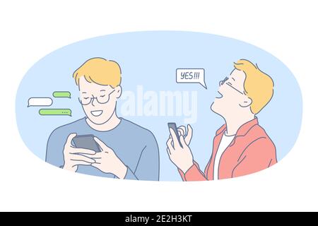 Smartphone, comunicazione online, concetto di chat Illustrazione Vettoriale