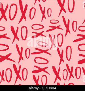 Motivo senza giunture con parola disegnata a mano XOXO Illustrazione Vettoriale