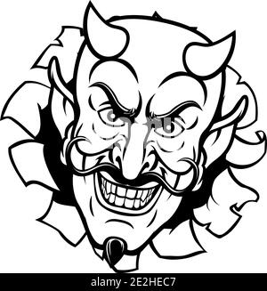 Devil Satan Evil Mascot viso Cartoon Illustrazione Vettoriale