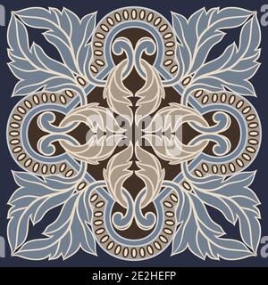 Azulejo portoghese piastrella ceramica pattern. Illustrazione Vettoriale