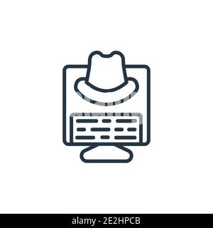 Icona vettore di contorno spyware. Icona spyware nera sottile, vettore piatto semplice elemento illustrazione da editabile Internet concetto di sicurezza isolato su Illustrazione Vettoriale