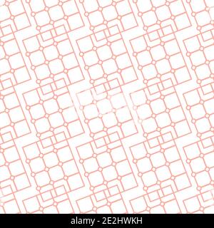 Bianco e rosa cute motivo di ripetizione geometrica senza cuciture. Le linee, i punti vuoti, i quadrati vengono mescolati Illustrazione Vettoriale