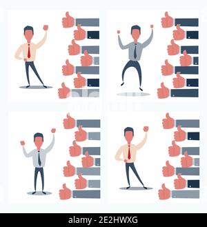 Le mani mostrano i pollici verso l'alto. Illustrazione Vettoriale