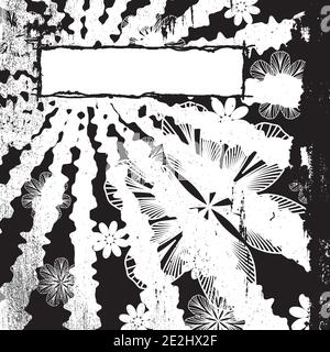 Grunge floreale monocromatico Illustrazione Vettoriale