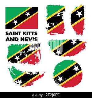 Pennello astratto dipinto bandiera grunge di Saint Kitts e Nevis Illustrazione Vettoriale
