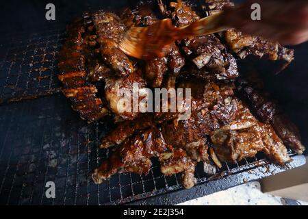 Meatopia a Tobacco Dock a Londra. Foto Stock