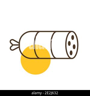 Icona vettore salame di salsiccia. Barbecue e barbecue cartello grill. Simbolo grafico per la progettazione di siti Web e app di cucina, logo, app, UI Illustrazione Vettoriale