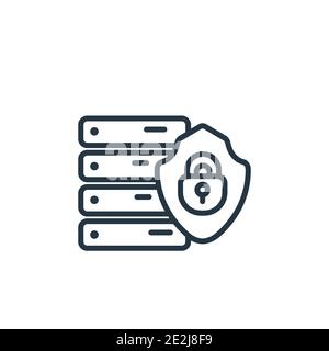 Icona vettore di profilo di protezione del server. Icona di sicurezza del server nero sottile, semplice illustrazione dell'elemento vettoriale piatto da un controllo di sicurezza Internet modificabile Illustrazione Vettoriale