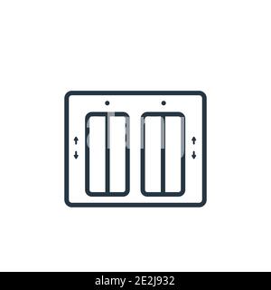 Icona vettore profilo elevatore. Icona ascensore nero sottile, vettore piatto semplice elemento illustrazione dal concetto di hotel modificabile tratto isolato su wh Illustrazione Vettoriale