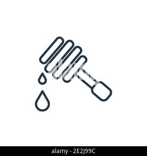 Icona vettore di contorno cucchiaia miele. Sottile linea nero miele cucchiaia icona, vettore piatto semplice elemento illustrazione da cucina modificabile concetto isolato st Illustrazione Vettoriale