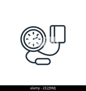 Icona vettore contorno tonometro. Icona del tonometro nero a linea sottile, vettore piatto semplice illustrazione di elementi da un isolamento modificabile di concetto medico e sanitario Illustrazione Vettoriale