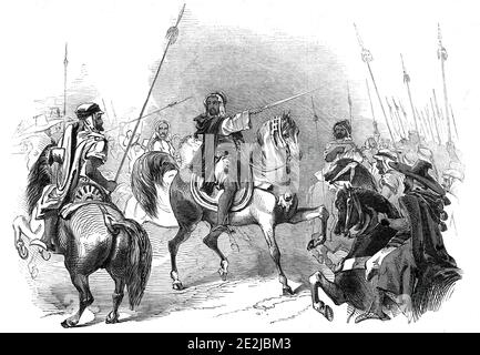 Abd-el-Kader, da un autentico ritratto francese, 1845. Emir Abdelkader, leader religioso e militare algerino, ha guidato una lotta contro l'invasione coloniale francese in Nord Africa. 'Abd-el-Kader ha fatto appello all'entusiasmo religioso dei suoi connazionali, e questo dirige con grande abilità e attività. Il suo modo di guerra è predatorio - il più difficile da incontrare efficacemente in un paese di questo tipo. Egli è sfuggito più volte per poco, una volta solo da un coraggioso balzo a cavallo; ma finora ha sfidato tutti gli sforzi dei francesi, anche se hanno offerto una ricompensa di quattromila Foto Stock