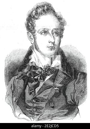 Lamartine, 1844. Poeta dell'autore francese, poeta e politico Alphonse de Lamartine. 'La caduta dell'impero e il restauro hanno avuto un notevole cambiamento nel destino del poeta. Nutrito di sentimenti e di opinioni totalmente contrari alla rivoluzione, non aveva mai riconosciuto l'oscillazione di Napoleone. Era per lui ma la regola della forza bruta, dei numeri, e della spada... Lamartine vive in quella strada di splendide case, la rue de l'Universit& xe9;, dove occupa un hotel spazioso e mantiene la fondazione di un nobile, indulgendo il suo raffinato gusto per il lusso e l'eleganza, e il suo amore per h. Foto Stock