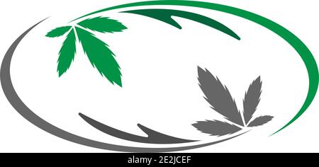 Disegno del logo della foglia di cannabis illustrazione del modello vettoriale Illustrazione Vettoriale