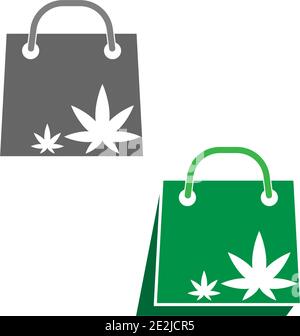 Disegno del logo della foglia di cannabis illustrazione del modello vettoriale Illustrazione Vettoriale