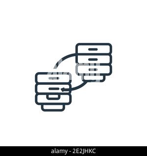 Icona vettore di contorno trasferimento dati. Icona di trasferimento dei dati nera a linea sottile, immagine vettoriale semplice di elementi dal concetto di rete modificabile isolat Illustrazione Vettoriale