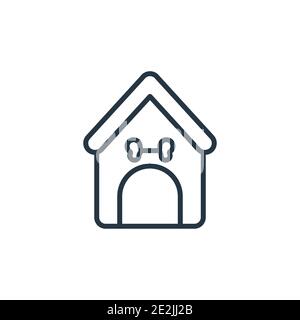Icona vettore di contorno cane. Icona di cane nero sottile linea, vettore piatto semplice elemento illustrazione da mobili modificabile concetto di arredamento tratto isolato su bianco ba Illustrazione Vettoriale