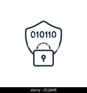 Icona vettore di contorno crittografia. Icona di crittografia nera a linea sottile, immagine vettoriale semplice di elementi dal concetto gdpr modificabile tratto isolato attivo Illustrazione Vettoriale
