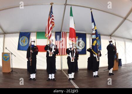 Napoli, Italia. Cerimonia di benvenuto USS Mount Whitney durante 50Â° anno della USS Mount Whitney, News in Napoli, Italia, 14 gennaio 2021 Credit: Independent Photo Agency/Alamy Live News 2021 Foto Stock