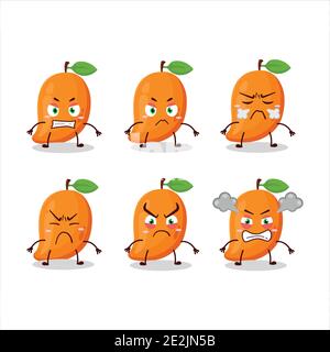 personaggio cartoon mango con varie espressioni arrabbiate. Illustrazione vettoriale Illustrazione Vettoriale