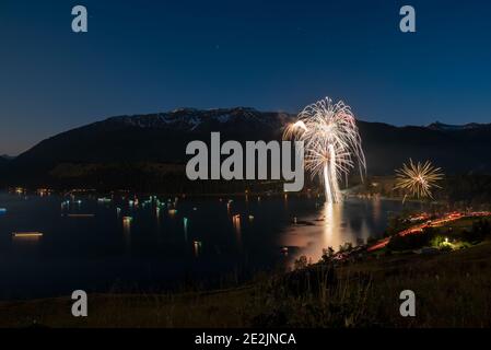 4 luglio fuochi d'artificio, Wallowa Lake, Oregon. Foto Stock