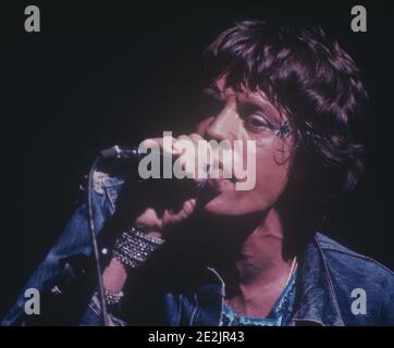 Celebrità. Cantante rock star. Mick Jagger. 1970. Le Rolling Stones in concerto. Foto Stock