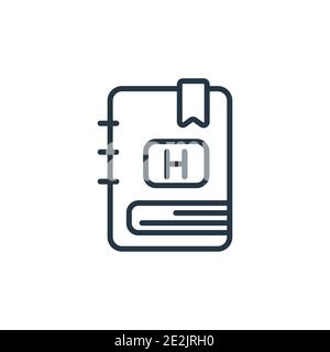 Icona vettoriale del profilo del libro degli appuntamenti. Icona del libro degli appuntamenti in nero sottile, vettore piatto illustrazione di un semplice elemento dal concetto di igiene modificabile iso Illustrazione Vettoriale