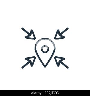 Icona vettoriale del punto d'incontro. Icona del punto di incontro nero a linea sottile, vettore piatto illustrazione di un elemento semplice dal concetto di risorse umane modificabili i Illustrazione Vettoriale