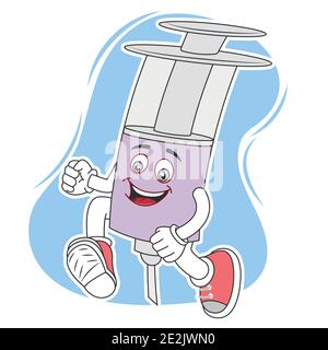 Siringa divertente felice con il vaccino. Illustrazione Vettoriale