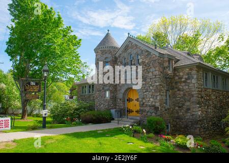 Ogunquit Memorial Library a 166 Shore Road nel centro della città di Ogunquit, Maine ME, Stati Uniti. Foto Stock