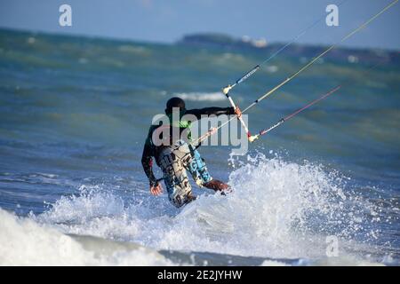 Kite surf, Joao Pessoa, Paraíba stato, Brasile Foto Stock