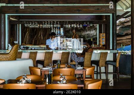 Carribean food a Calliste, Grenada Foto Stock