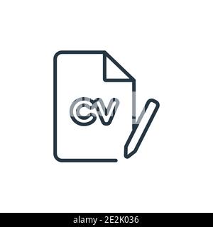 Icona vettore vettoriale CV. Icona cv nera a linea sottile, vettore piatto illustrazione di elementi semplici dal concetto di ripristino del lavoro modificabile tratto isolato su bac bianco Illustrazione Vettoriale
