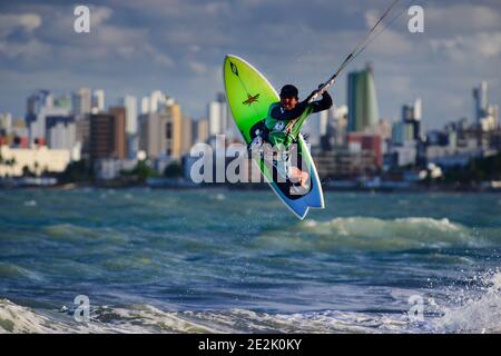 Kite surf, Joao Pessoa, Paraíba stato, Brasile Foto Stock