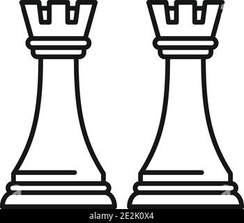 Icona degli scacchi della guerra commerciale, stile del contorno Illustrazione Vettoriale