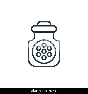 Cookie icona vettore contorno vaso. Icona del vasetto di biscotti neri sottili, vettore piatto semplice elemento illustrazione da alimento modificabile e concetto di ristorante i Illustrazione Vettoriale