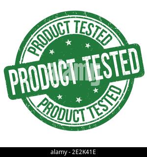 Prodotto testato con stampa in gomma grunge su sfondo bianco, illustrazione vettoriale Illustrazione Vettoriale
