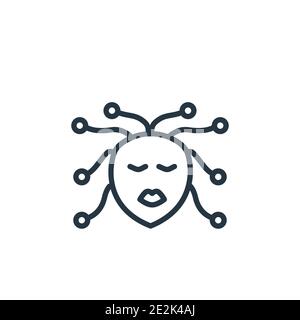 Icona vettore contorno medusa femminile. Icona medusa nera sottile, vettore piatto semplice elemento illustrazione da fiaba modificabile concetto isolat Illustrazione Vettoriale