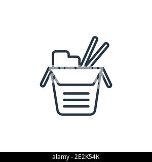 Icona vettoriale del contorno della scatola alimentare cinese. Icona della scatola alimentare cinese sottile nera, vettore piatto illustrazione di un semplice elemento dall'isolat concettuale modificabile del cibo Illustrazione Vettoriale