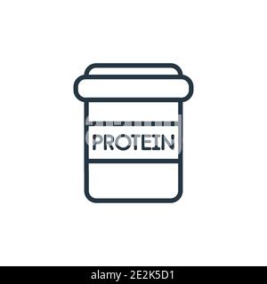 Icona vettore contorno proteina. Sottile linea nera proteina icona, vettore piatto semplice elemento illustrazione da modificabile gimanddfitness concetto isolato su WI Illustrazione Vettoriale