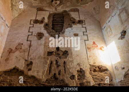 All'interno della chiesa missionaria di Tumacacori National Historical Park, Arizona, USA Foto Stock