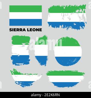 Bandiera a pennello del paese della Sierra Leone. Felice giornata di indipendenza della Sierra Leone Illustrazione Vettoriale