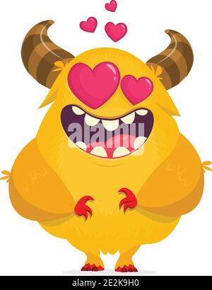 Divertente mostro di cartone animato innamorato. Illustrazione vettoriale per San Valentino Illustrazione Vettoriale