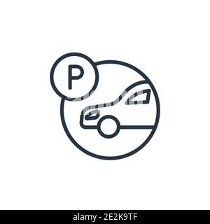 Icona vettore contorno parcheggio. Icona di parcheggio nera sottile, vettore piatto semplice elemento illustrazione dal concetto di hotel modificabile tratto isolato su whit Illustrazione Vettoriale
