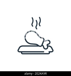 Icona vettoriale del contorno della gamba di pollo. Sottile linea nera gamba di pollo icona, vettore piatto semplice elemento illustrazione dal concetto di ristorante modificabile isolato o Illustrazione Vettoriale