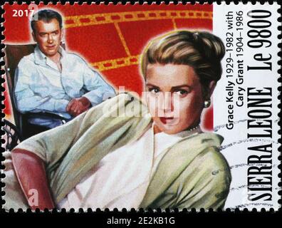 Grace Kelly e James Stewart sul francobollo Foto Stock