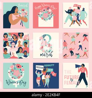 International Womens Day. I modelli vettoriali per la carta, poster, volantini e altri utenti Illustrazione Vettoriale