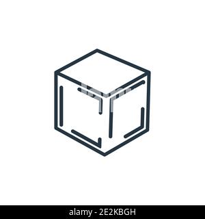 Lato a lato dell'icona di un vettore di contorno cubo. Linea sottile nera da un lato all'altro dell'icona di un cubo, vettore piatto semplice elemento illustrazione da geometr modificabile Illustrazione Vettoriale
