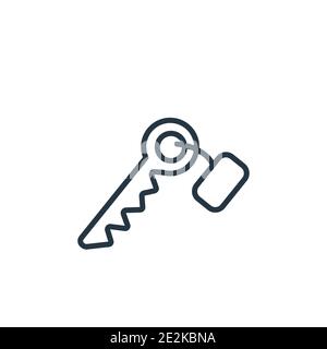 Icona vettoriale contorno tasto stanza. Icona del tasto della stanza nera sottile, immagine vettoriale semplice dell'elemento dal concetto di hotel modificabile tratto isolato sul wh Illustrazione Vettoriale